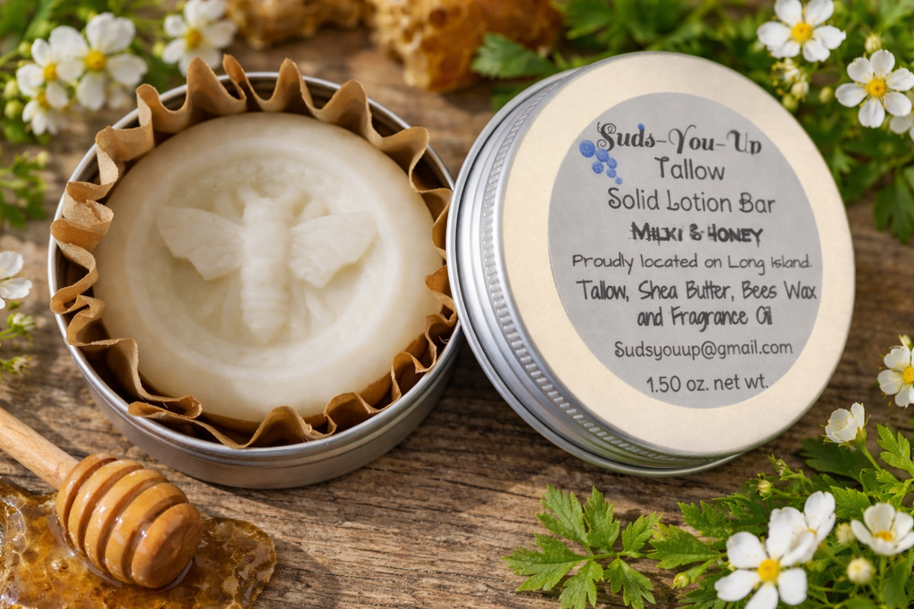 Solid Tallow Lotion Bar.  Milk & Honey!