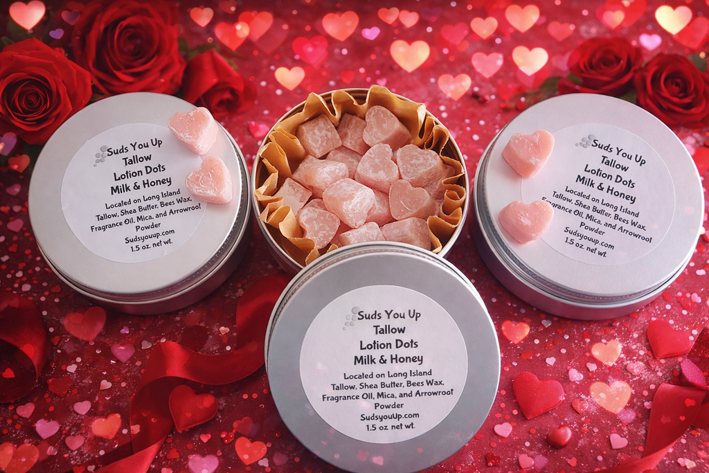 Tallow Lotion Dots / Hearts!  Milk & Honey Scent.