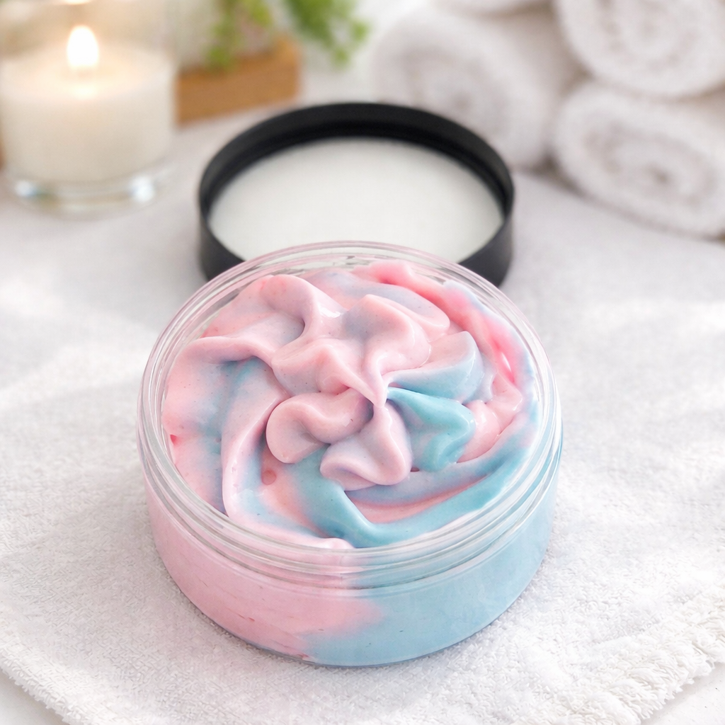 Whipped Tallow Body Butta!  Brazilian Tropics. Pink & Aqua.