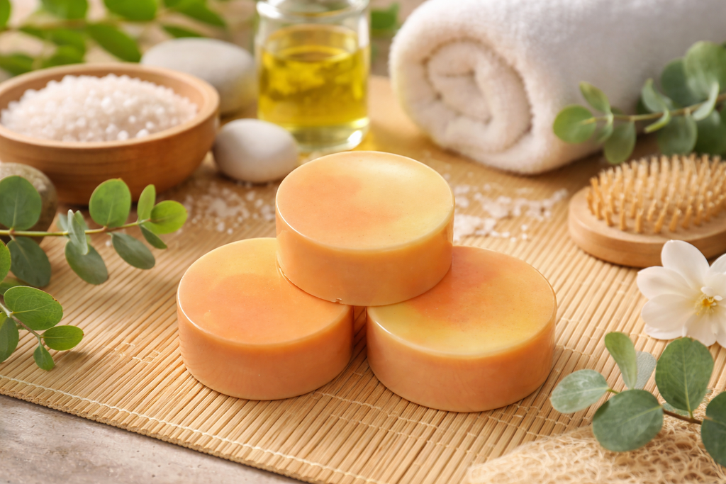 Shampoo Bars! Banana Apricot. Syndet Bars. PH Balanced. Sulfate Free.