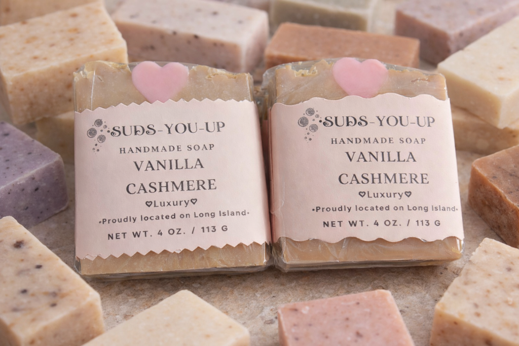 Vanilla Cashmere.  Hearts!  Tallow & Goat Milk Soap.