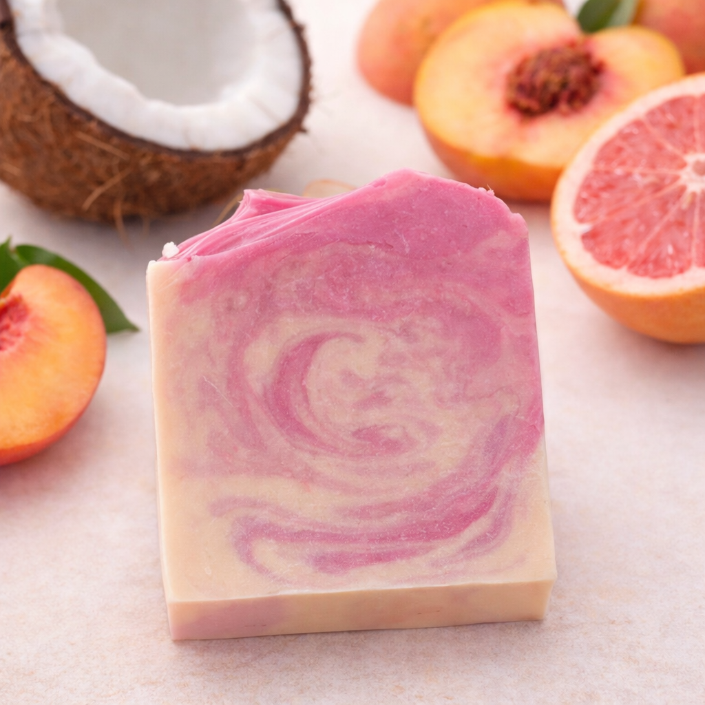 Tallow and Goat Milk Soap. Coconut. Peach. Grapefruit Scent.