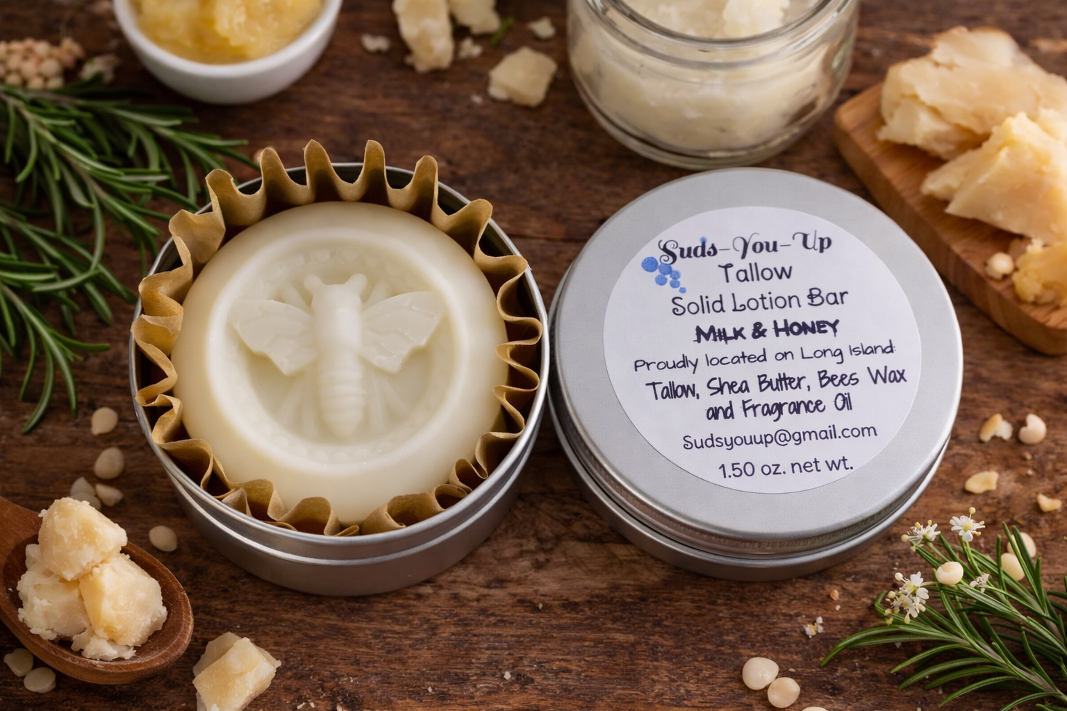 Solid Tallow Lotion Bar.  Milk & Honey!