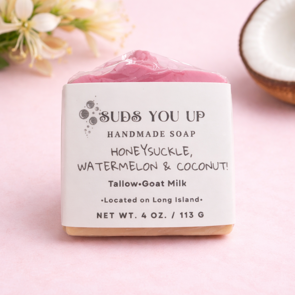Tallow and Goat Milk Soap. Honeysuckle. Watermelon. Coconut.