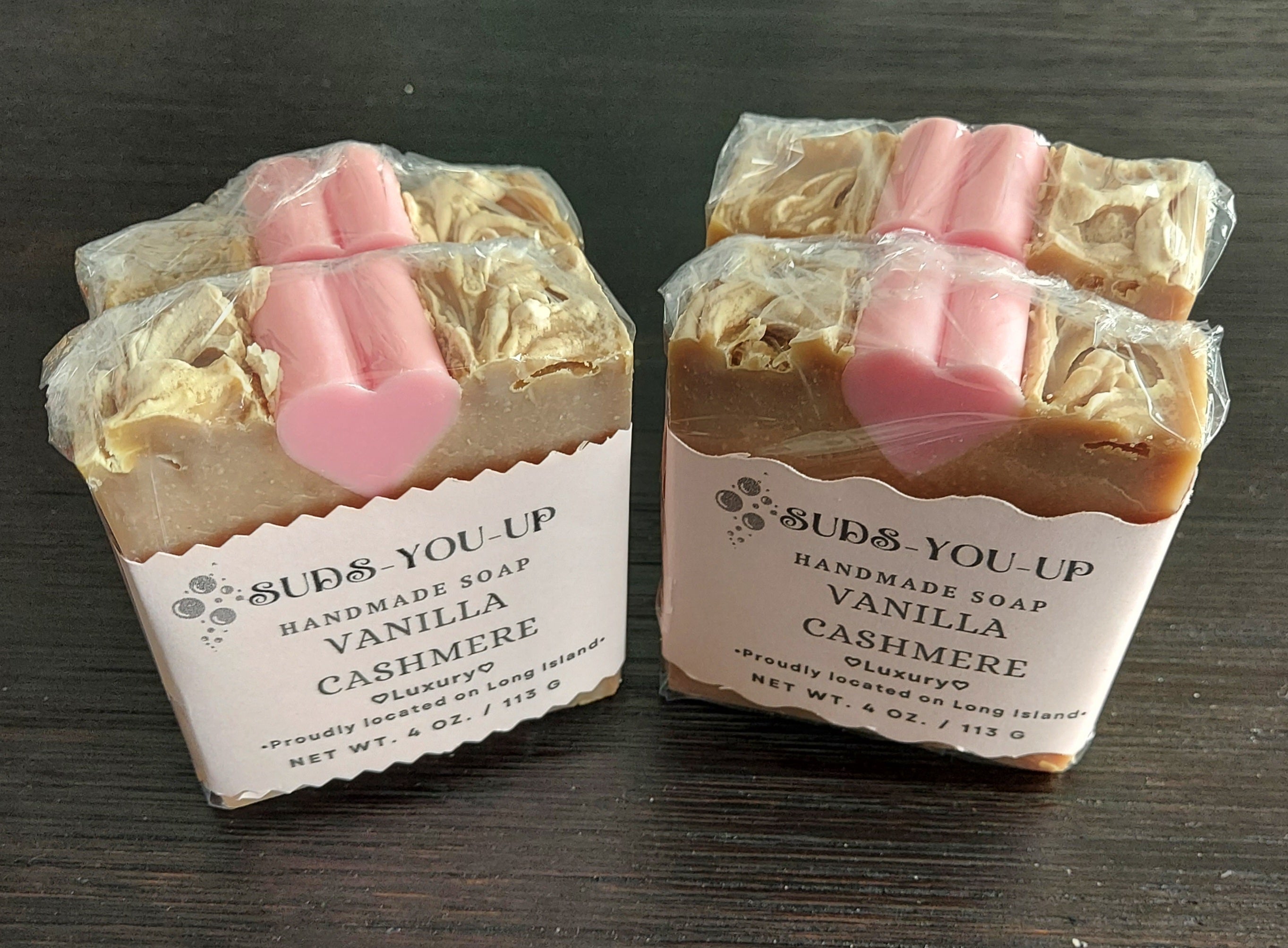 Vanilla Cashmere.  Hearts!  Tallow & Goat Milk Soap.