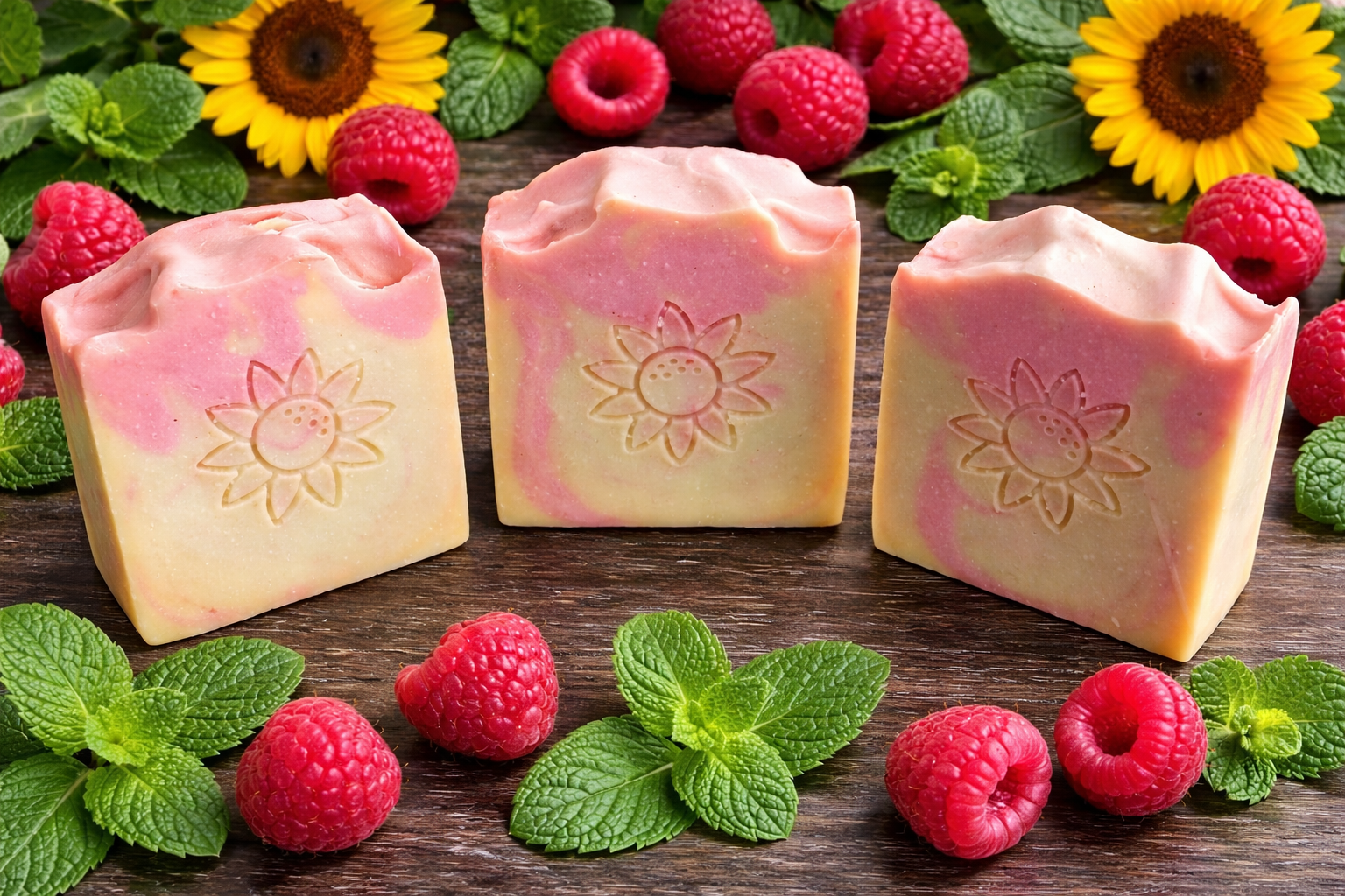 Raspberry Mint! Colloidal Oatmeal. Coconut Free! Tallow Soap. 🌻