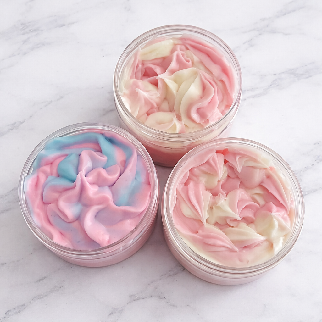 Whipped Tallow Body Butta!  Brazilian Tropics. Pink & Aqua.