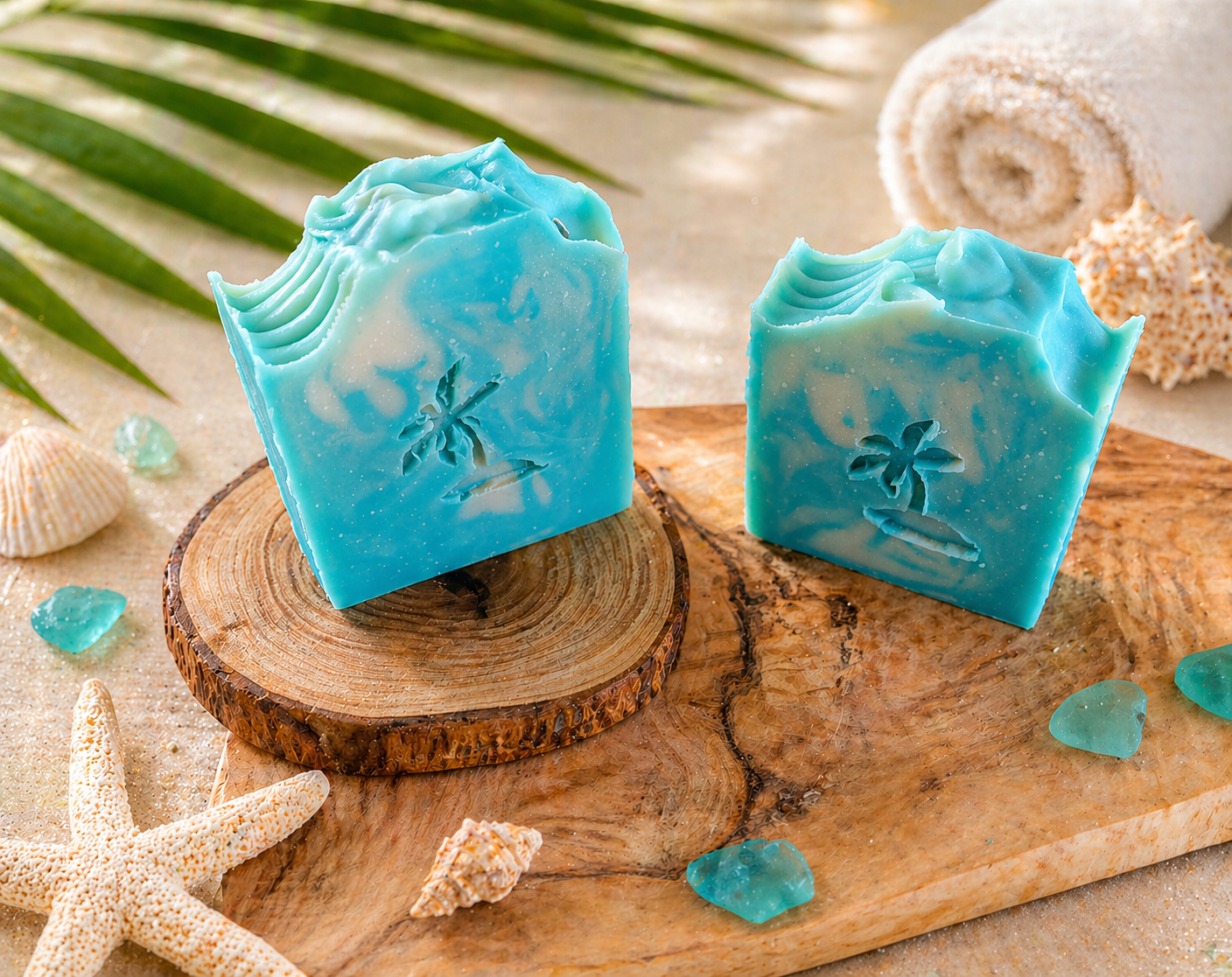 Ocean Vibes! Colloidal Oatmeal and Tallow Soap. Palm Tree.