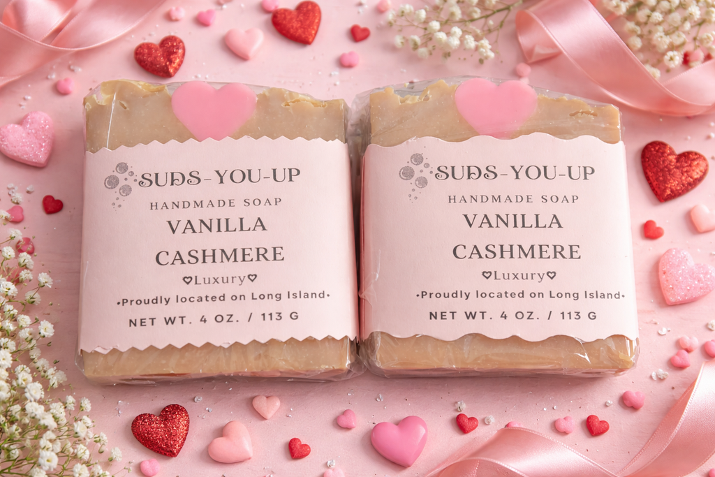 Vanilla Cashmere.  Hearts!  Tallow & Goat Milk Soap.